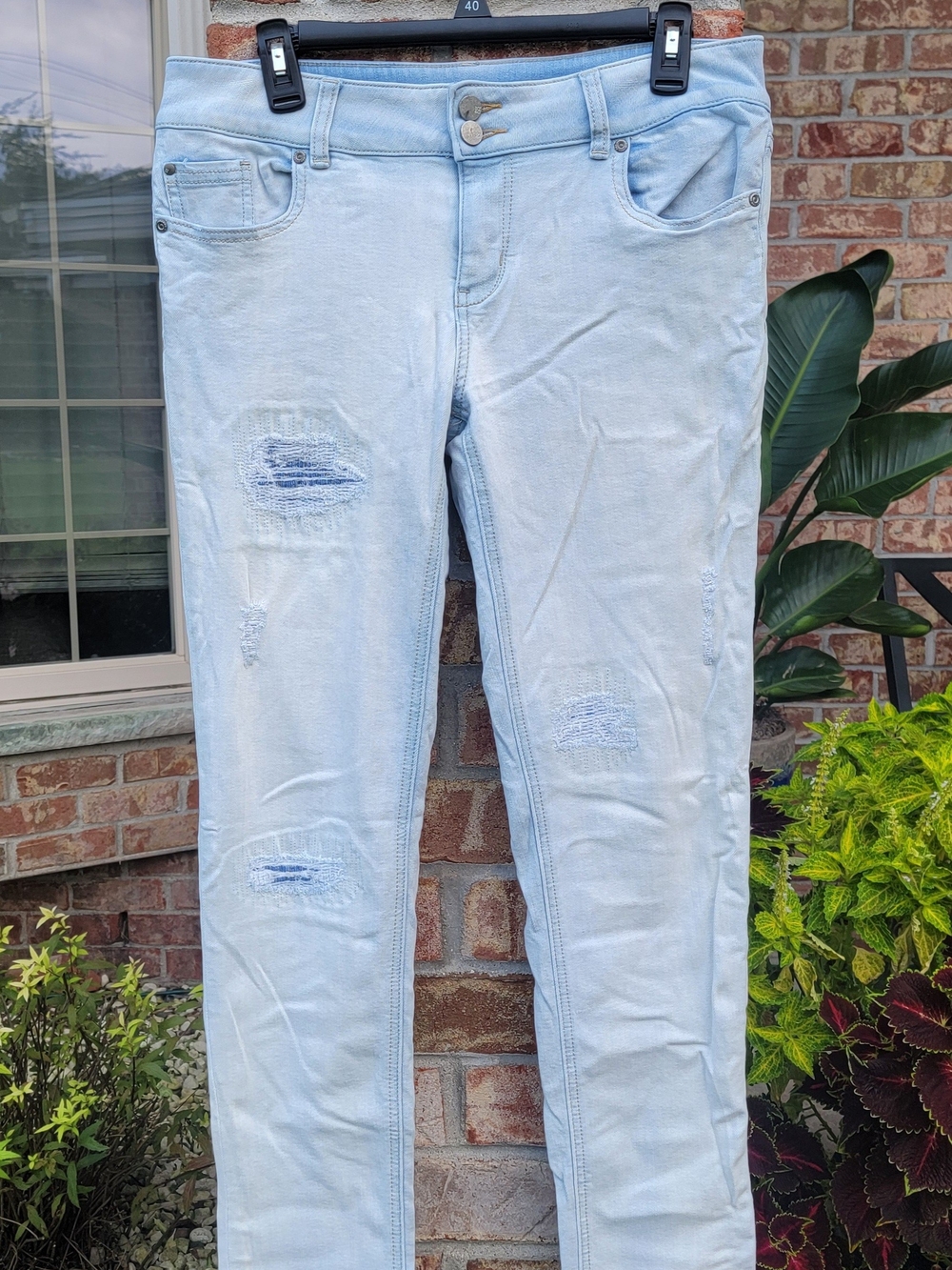 New York & Company Light Blue Distressed Soho Skinny Boyfriend Jeans